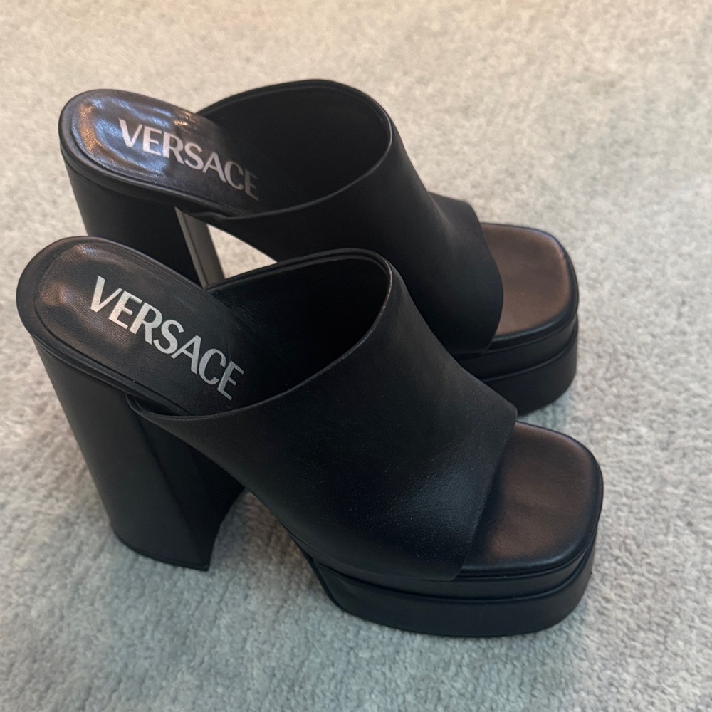 Versace Black Platform Mules